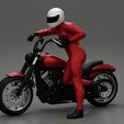 3DG-0001.jpg Motorbiker standing pushing his motorbike