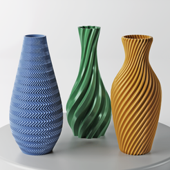 Set-3-Modern-3d-printable-vase.png Файл STL Набор 3 современных ваз с 3d печатью・Модель для загрузки и печати в формате 3D