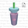 Untitled-3.jpg Starbucks Studded Tumbler Inspired Keychain with Removable Screw Top Pill Box Square STL File for 3D Printing