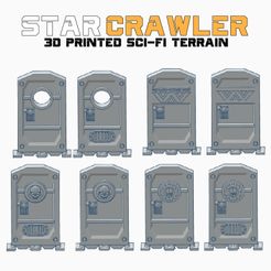 All_Doors-01.jpg Free STL file Star Crawler Terrain DELUXE Scifi Doors, NEMESIS, Zombicide - with EZ Print Supports・3D printing design to download