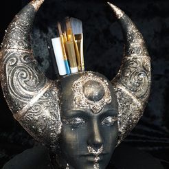 moon-2.jpg STL file Antik Moon Godess Pen Holder・3D printable model to download