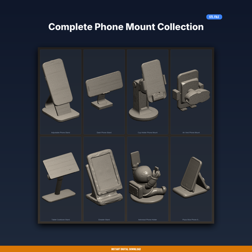 Complete Phone Mount Collection - 8-Model STL Bundle