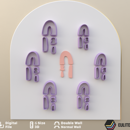 POLYMER CLAY CUTTERS Arch Pebbles 6 size/EULITEC.COM/CC/COPYRIGHTED LICENSE 3D model