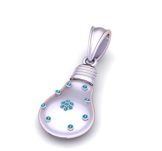14K Gold Diamond-Encrusted Lightbulb Pendant