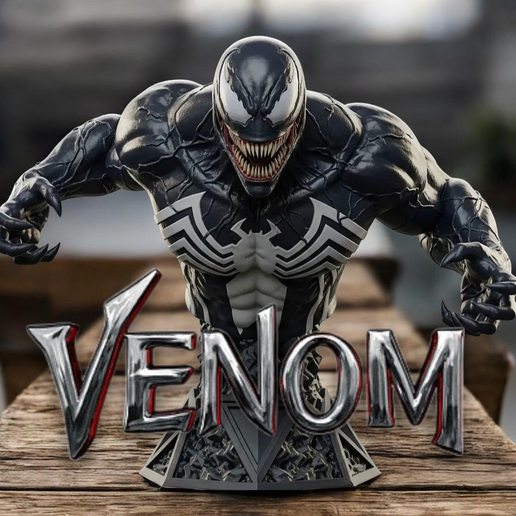 Venom Symbiote Bust Spider Man Villain Marvel Statue 3D Model OBJ RAR
