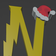 N.png HARRY POTTER STYLE LETTER N WITH CHRISTMAS HAT + KEY CHAIN