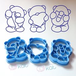 GSV-OS-02.jpg Fichier STL Jeu de 3 emporte-pièces ourson I LOVE U 8 cm en 2 épaisseurs de pâte.・Design pour impression 3D à télécharger