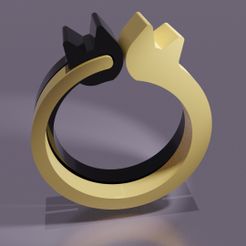 Embraced Cats Ring Render.jpg Embraced Cats Ring - 3D4Italy - Anycubic3d