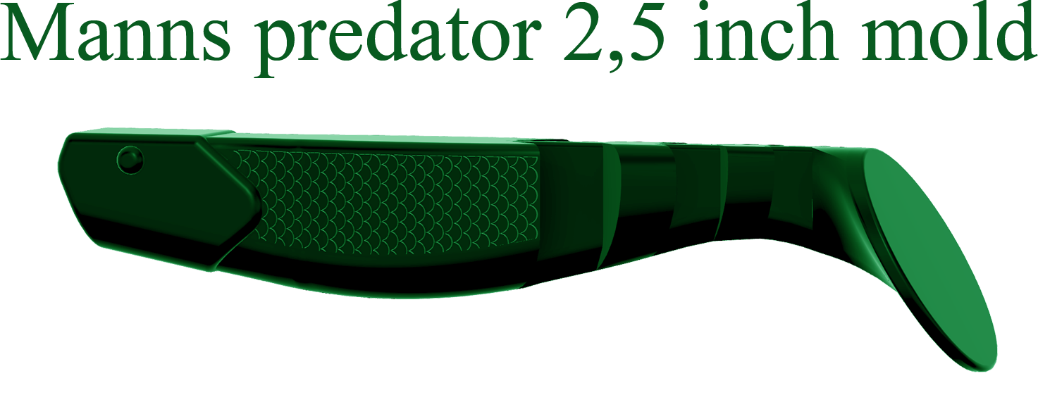 Manns predator 2,5 inch mold ee Fichier STL Moule à leurres en plastique souple - MANNS PREDATOR 2.5 inch - 4 cavités・Modèle à imprimer en 3D à télécharger, qmichq