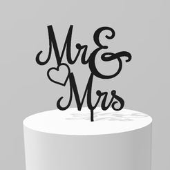 MR_MRS.png STL file Cake topper Mr Mrs・3D printer model to download