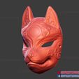 Kitsune_Fox_Mask_3D_print_file_02.jpg Japanese Fox Mask Demon Kitsune Cosplay Mask, Helmet 3D Print Model