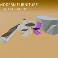 F-1.png Modern Furniture for Scale Model / Doll house, 1:12, 1:24, 1:43, 1:64, 1:72, 1:87, HO