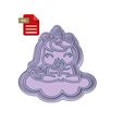 230948249_3996540620443266_3205319976422992406_n.jpg Kawaii Unicorn with Lolly Cookie Cutter With Stamp STL FILE