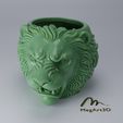 Lion-Head-Planter-1.jpg Macetero con cabeza de león - Decoración para el hogar impresa en 3D