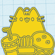 h.png pusheen cat fast food keychain