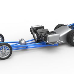 1.jpg Fichier 3D Diecast Dragster old school à moteur avant avec double V8 suralimenté Échelle 1:25・Modèle à télécharger et à imprimer en 3D