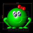 5.png Cute Green Character with Bow 3D Model