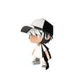 right_front.jpg A Boy Wearing Stylish Hat Figurine for Display