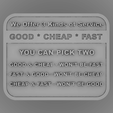 render.png Free STL file Good-Fast-Cheap Sign Plaque・3D printer model to download, rebeltaz