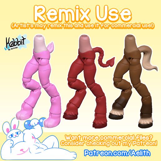 [REMIXABLE] - KABBIT: Anthro Legs for Kabbit and other BJDs