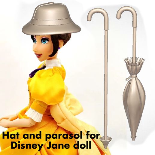 jane-doll-props1.jpg Jane Porter Tarzan LE doll accesories Hat Umbrella