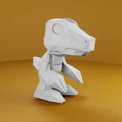 render_001.png Fichier STL AGUMON DIGIMON - LOW POLY・Modèle imprimable en 3D à télécharger