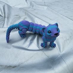 Ferret articulated fidget, print-in-place body, snap-fit, cute-flexi