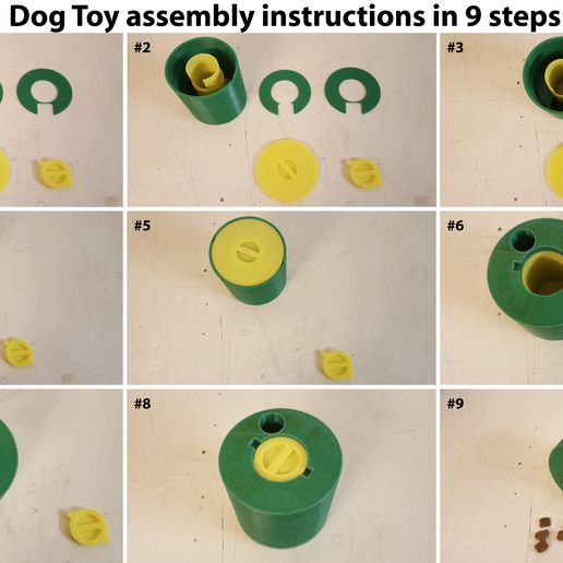 dog toy assembly instructions.jpg STL file Dog Toy to keep your dog from boredom・3D print object to download, Job