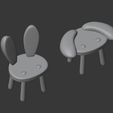 ss_1.jpeg Miniature Rabbit Stool Set (Upright & Floppy Ears) – Cute Interior Diorama STL