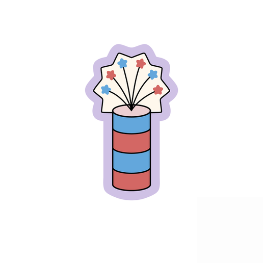 Patriotic Fireworks Cookie Cutter STL – 2 Inch 4th of July 3D Print Cookie Mold File