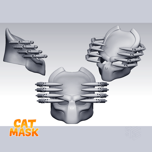 Predators Cat Mask – 3D Printable Pet Cosplay Accessory (Flexi Dreadlocks)