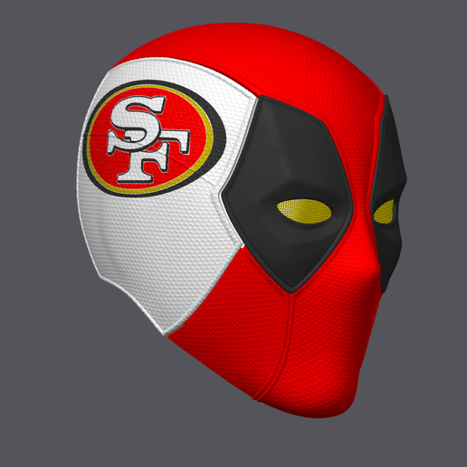 Deadpool Helmet with San Francisco 49ers Football logo (Adult wearable)  3D File for 3D printingCults