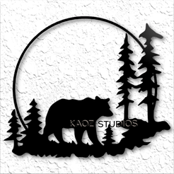 project_20240525_0903078-01.png Full moon bear in the forest wall art mountain wall decor