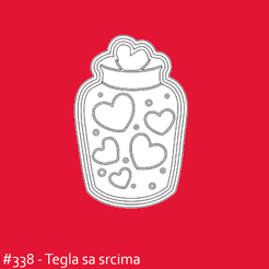 tegla-sa-srcima.png Fichier STL Bocal avec des cœurs - Découpeur de biscuits・Objet pour impression 3D à télécharger