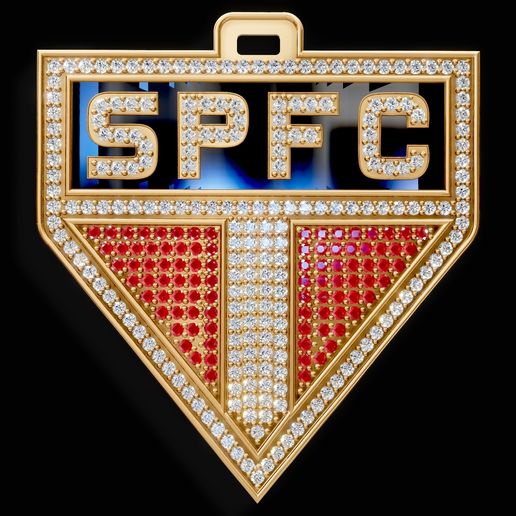 São Paulo FC Diamond Pavé Pendant – 52.3 x 47 mm – 2.9 mm Thick – 1.5 mm Stones – Approx. 25g in 18K Gold