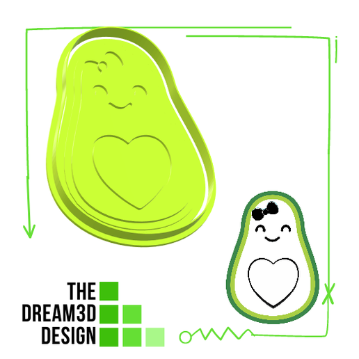 LADY AVOCADO COOKIE CUTTER STAMP (DEBOSSER) / COOKIE CUTTER AND STAMPER 3D model