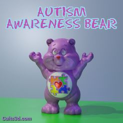 autism-awareness.jpg Archivo STL gratis Oso para la concienciación sobre el autismo・Objeto de impresión 3D para descargar