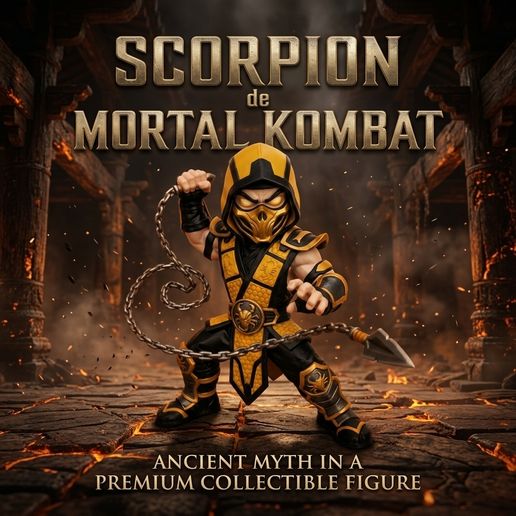 Scorpion Hanzo Hasashi Mortal Kombat Ninja Chibi Figurine 3D Model OBJ RAR