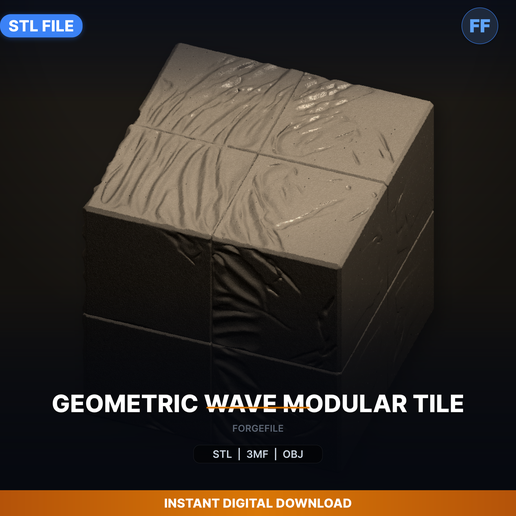 Geometric Wave Modular Tile - 3D Printable STL File
