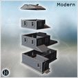11_eclate.jpg Multi-level structure with tiled roofs, protruding wings and arched double entrances (78) - Modern WW2 WW1 World War Diaroma Wargaming RPG Mini Hobby