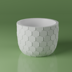 3D-Planter-Pot-18_1.png Файл STL 3D горшок для растений 18 - шестигранный горшок с тиснением・Модель для загрузки и 3D печати