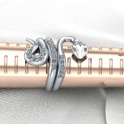 12.jpg Archivo STL anillo de serpiente en oro con diamantes modelo de mujer modelo de impresión 3D・Plan de impresora 3D para descargar