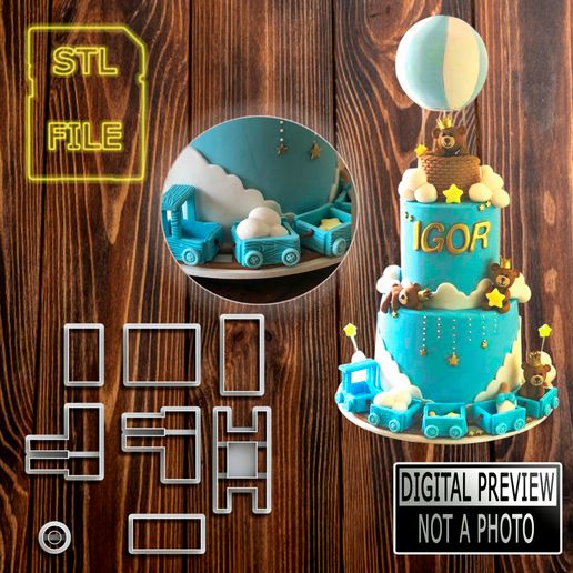 CORTANTE PARA PASTA DE AZÚCAR (FONDANT) - TREN 3D - 3D model önizlemesi