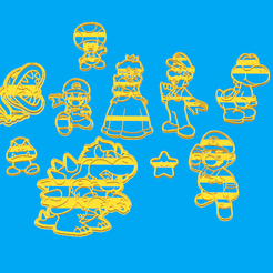All_mario_player.png STL file PACK 10 CUTTER COOKIE SUPER MARIO - MARIO BROS・3D printable design to download