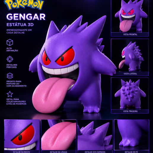 Estátua 3D – Gengar | Pokémon
