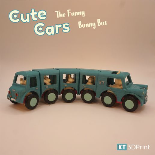 CuteCarsBunny_22.jpg Télécharger fichier STL Voitures mignonnes - Funny Bunny Bus • Modèle à imprimer en 3D, KT3Dprint