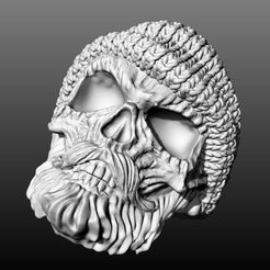 1.jpeg STL file Bearded Skull with Mustache and Hat Men Ring 3D・3D print object to download