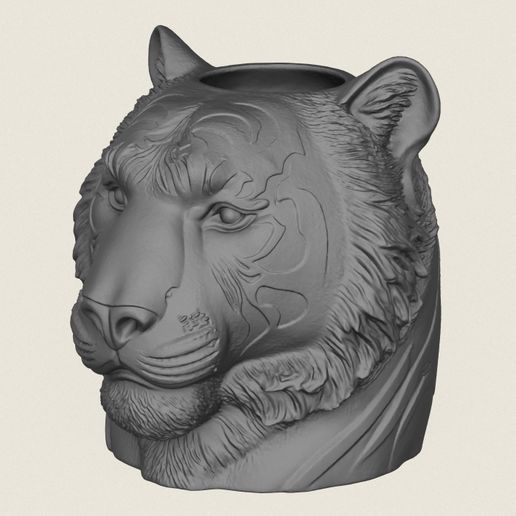 Tiger Head Plant Pot - 3D model önizlemesi