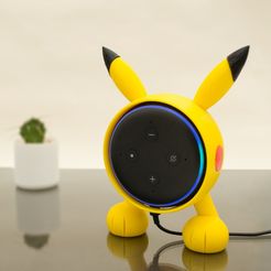 WhatsApp-Image-2022-03-13-at-15.54.20.jpeg STL file AMAZON ECHO DOT 3RD GEN HOLDER PIKACHU・Template to download and 3D print