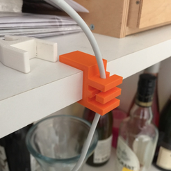 Capture d’écran 2017-02-27 à 17.59.38.png Free STL file Customizable shelf-attached cable holder・3D printer design to download